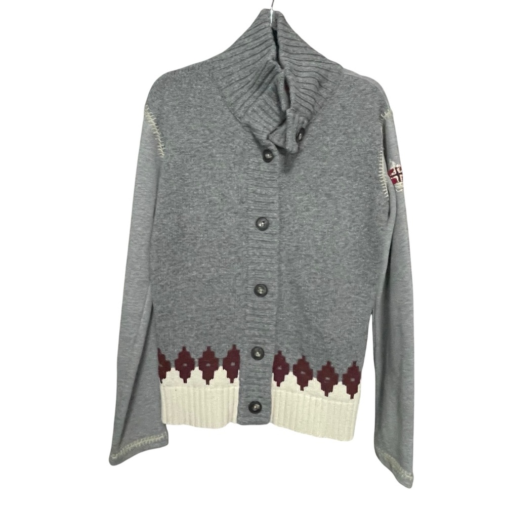 Napapijri Lambswool Unisex Cardigan Sweater Grey Size XL/M Norway Winter Cozy‎